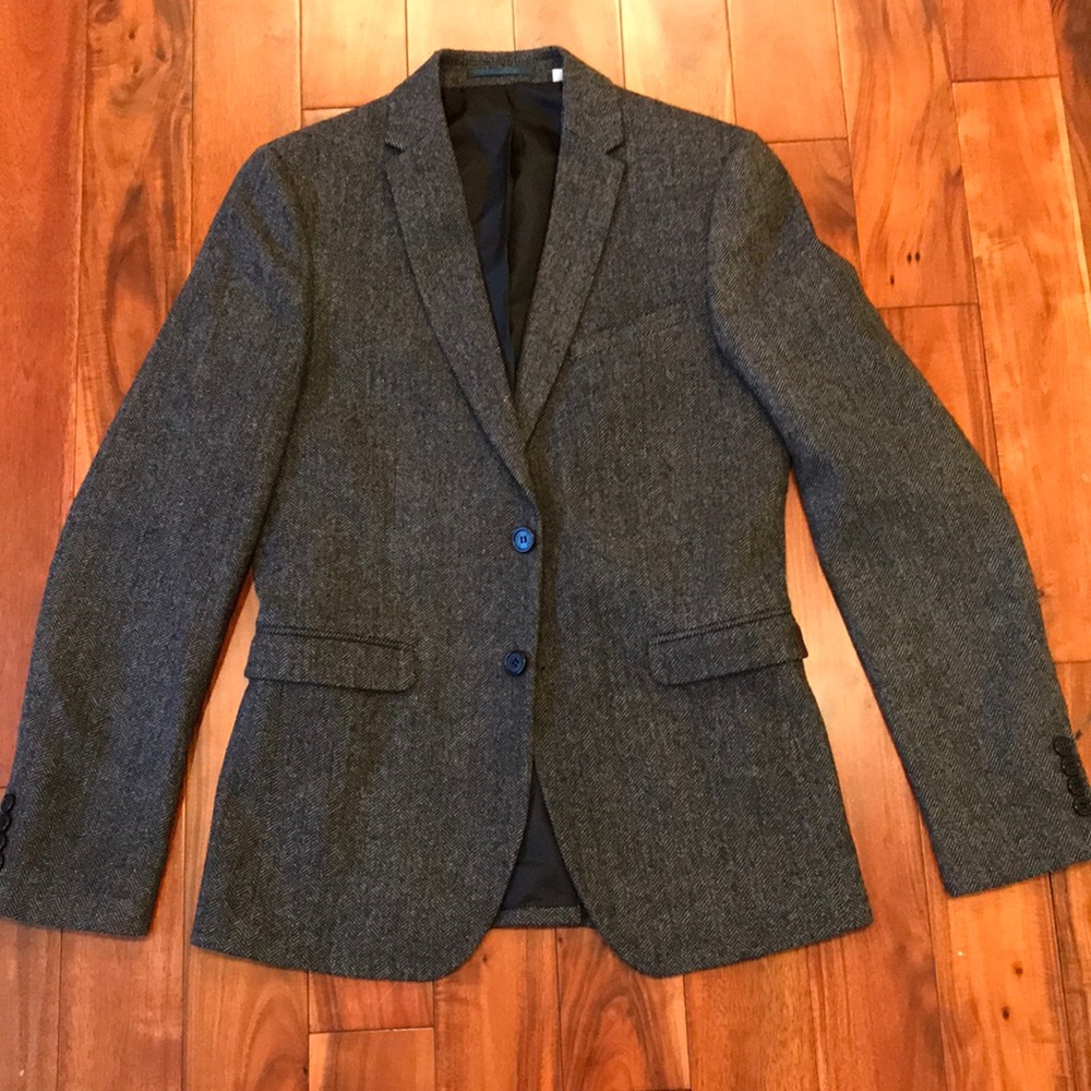 Ben Sherman Gray and Black Slim Fit Sport Coat